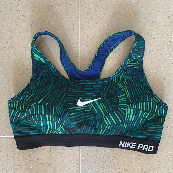 EUC Green & Blue Nike Pro Dri Fit Sports Bra - Picture 1 of 7